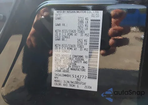 2015 Infiniti Qx60 from USA, damaged, VIN 5N1AL0MM8FC514772